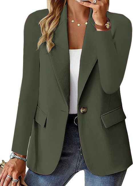 Fashion Casual Women Blazer Long-sleeved Solid Color Casual Cardigan Small Suit Jacket For Women Elegant Office Lady Outerwear - globaltradeleader