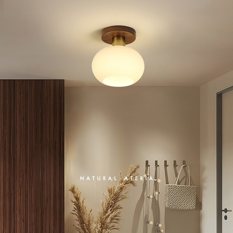 Chinese Style Simple And Light Luxury Walnut Brass Ceiling Lamp - globaltradeleader