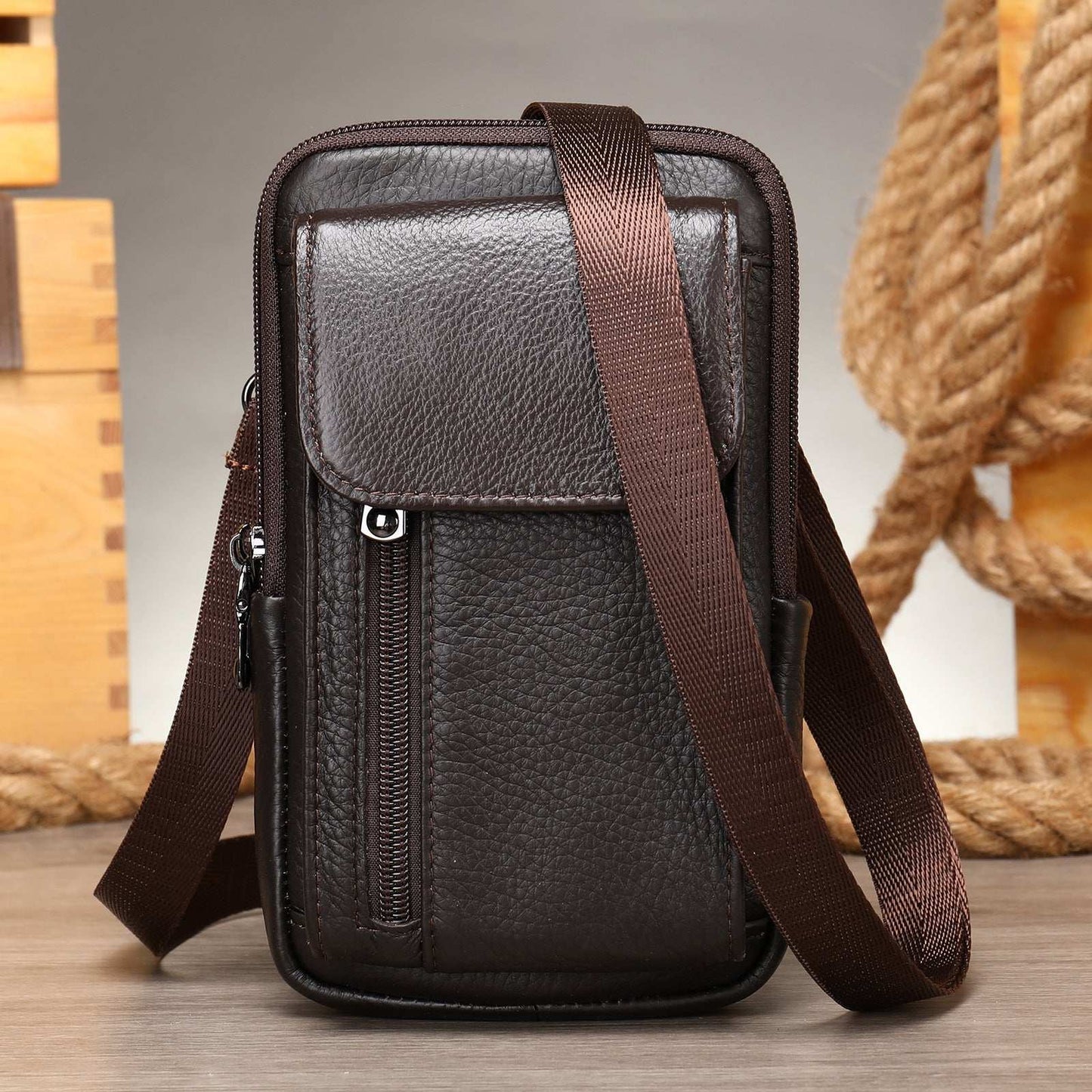 Men's Leather Casual One-shoulder Messenger Bag