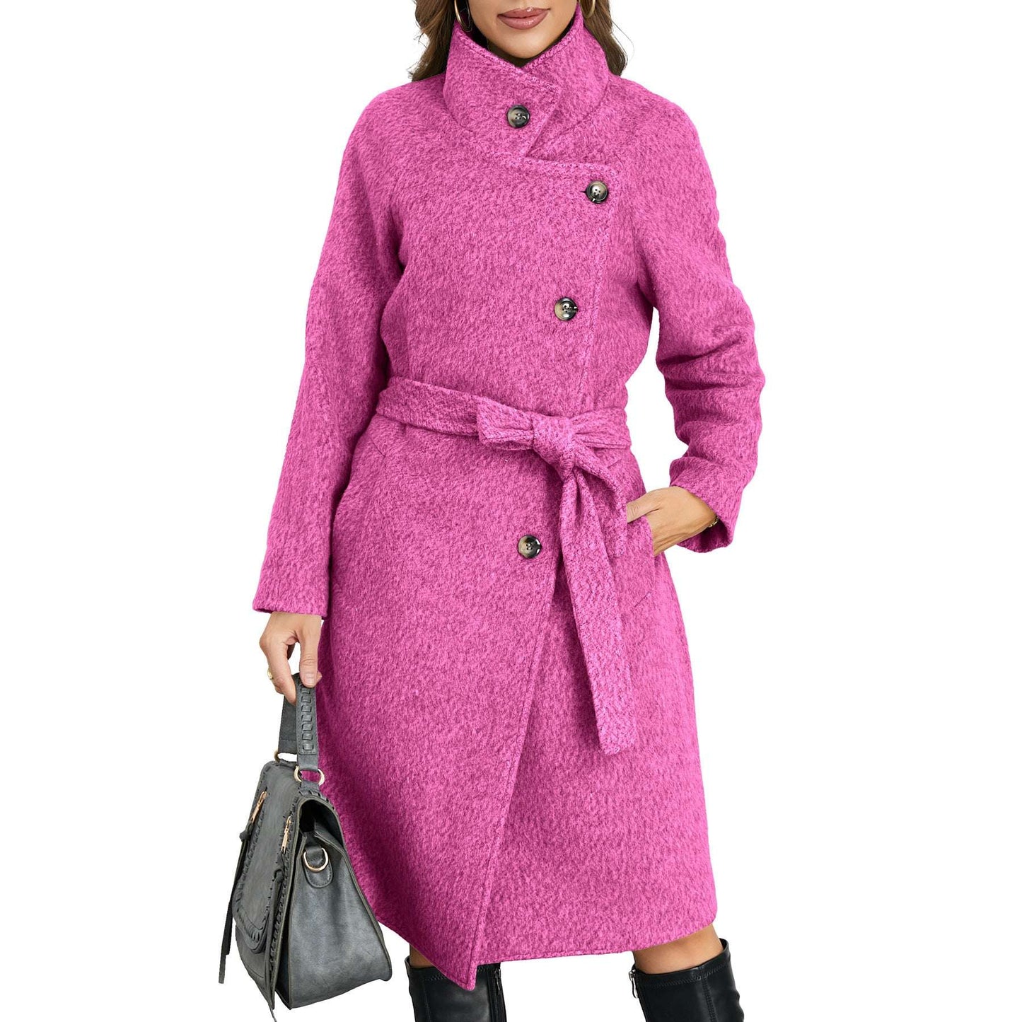 Solid Color Woolen Coat Warm Thickened - globaltradeleader