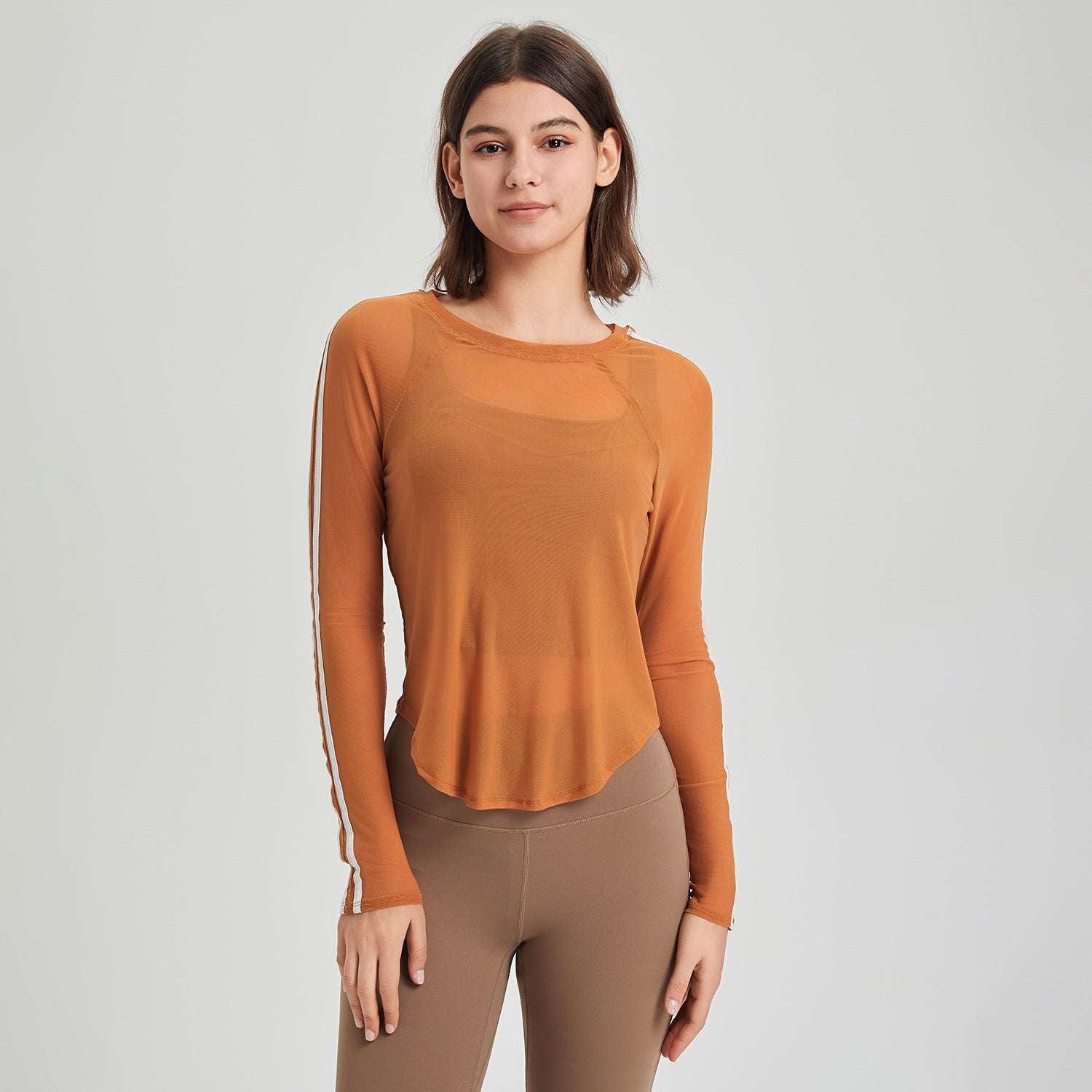 Sports T-shirt Mesh Quick-drying Long Sleeve Slim Fit Breathable Running Fitness Top Yoga Clothes Blouse - globaltradeleader