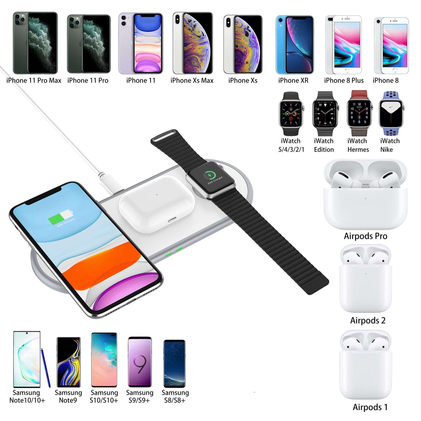 Multifunctional Three-in-one 10W Wireless Fast Charging Mobile Phone Holder