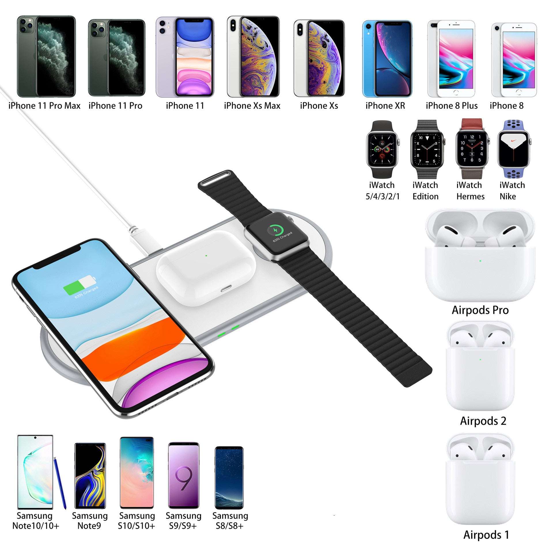 Multifunctional Three-in-one 10W Wireless Fast Charging Mobile Phone Holder