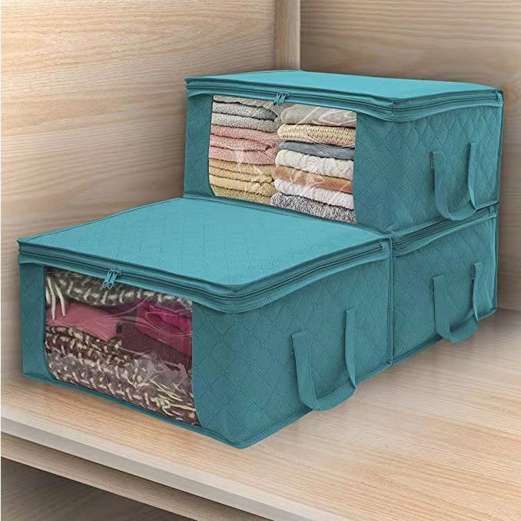 3-Ply Non-woven Fabric Foldable Storage Bag For Quilt And Pillow 49x36x21cm