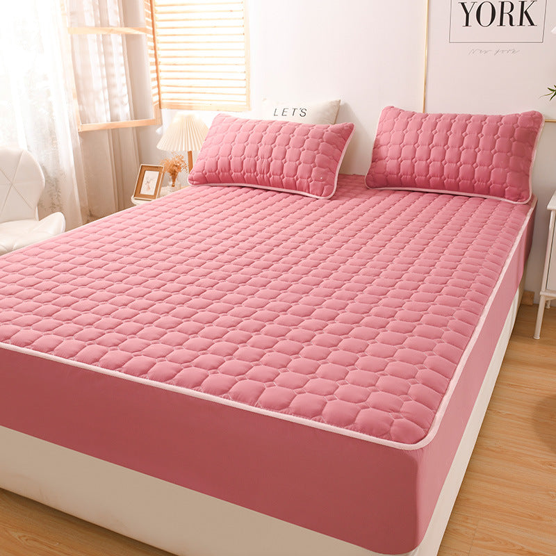 3-piece Set Of Breathable And Thickened Solid Color Brushed Quilted Mattress