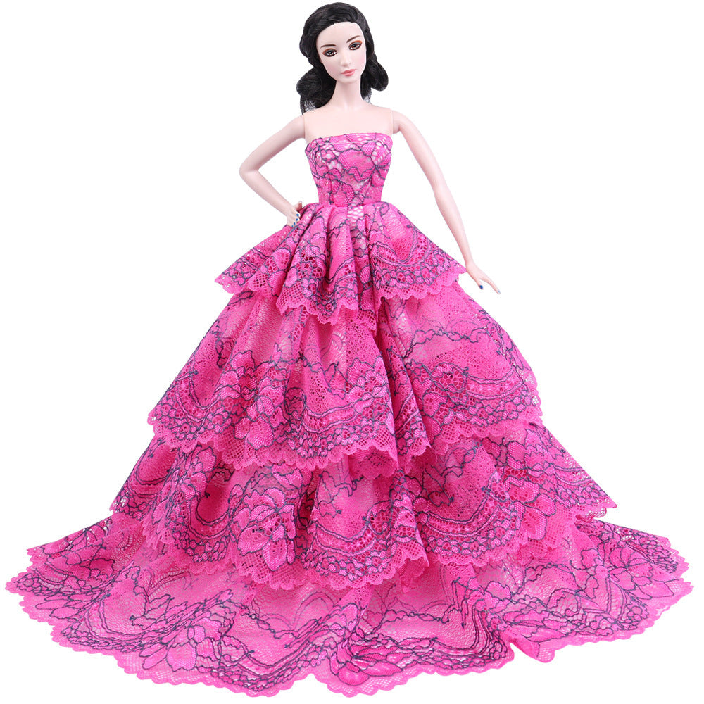 30 Cm High-end Melaleuca Wedding Dress Dress Up Doll Clothes Fashion