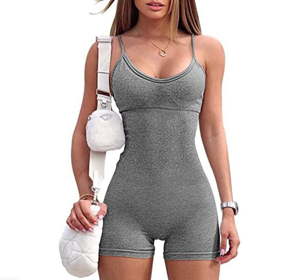 Spaghetti Strap Shorts Jumpsuit Sports Yoga Workout Tight Romper Women Fashion Fitness Sportwear - globaltradeleader