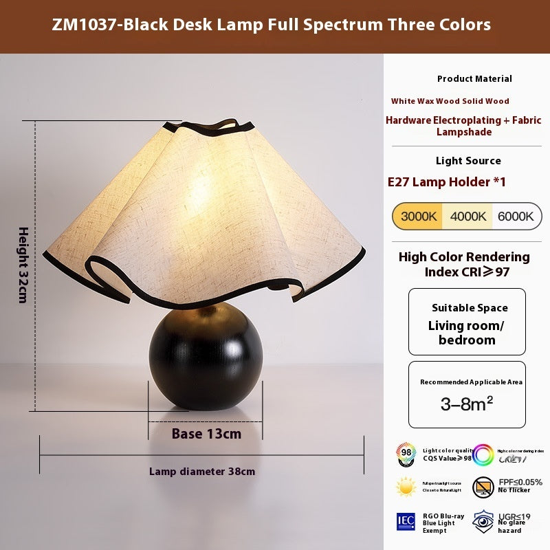 Retro Solid Wood Table Lamp Walnut Creative Petal Bedroom - globaltradeleader