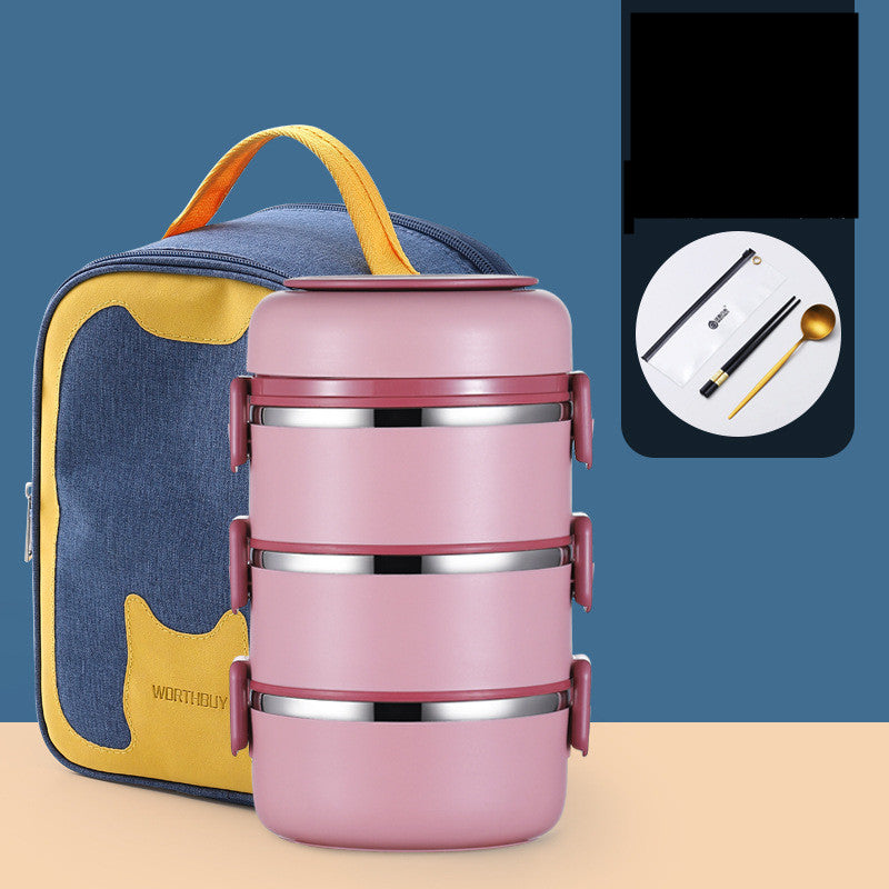 304 Stainless Steel Insulated Barrel Multi-layer Lunch Box