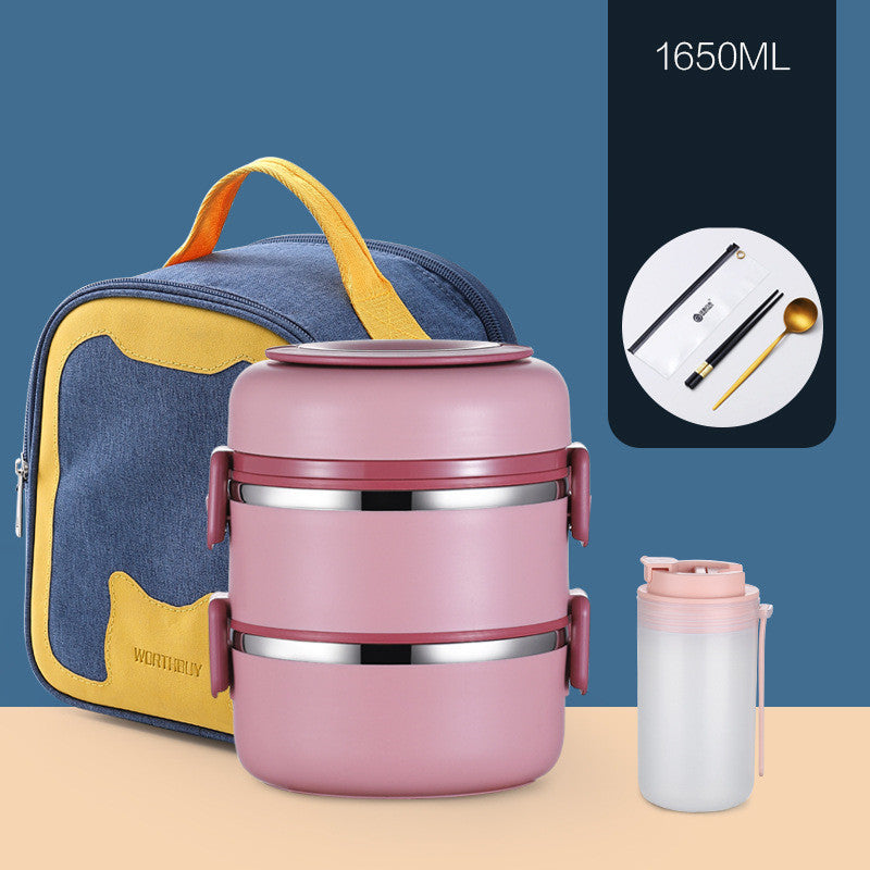 304 Stainless Steel Insulated Barrel Multi-layer Lunch Box