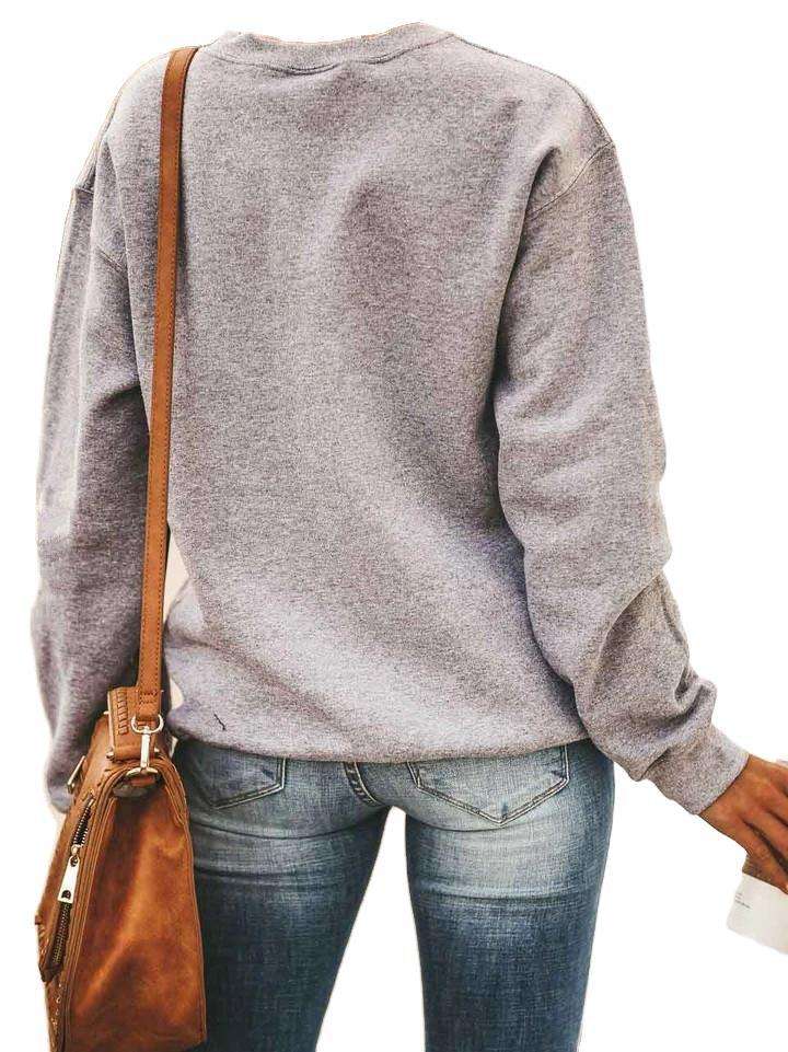 Women Loose Christmas Print Fleece Sweater