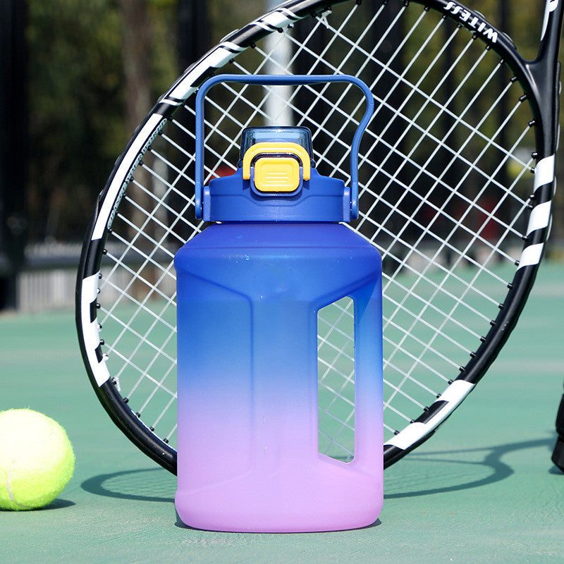 Large Capacity Straw Cup Gradient Plastic Water Bottle