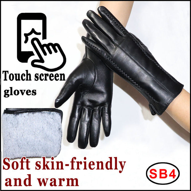 Women's Sheepskin Gloves Winter Warmth Plus Velvet Short Thi - globaltradeleader