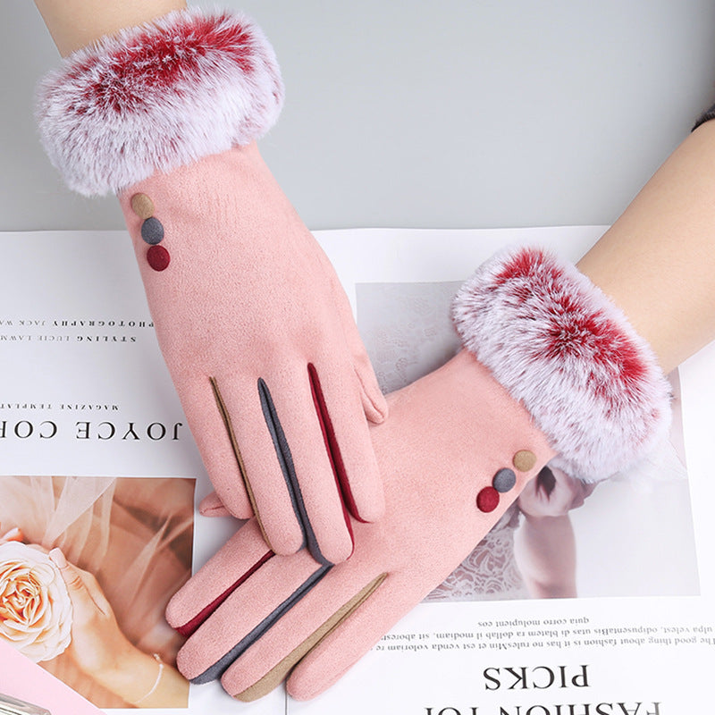 Women's Winter Thick Suede Touch Screen Warm Gloves - globaltradeleader