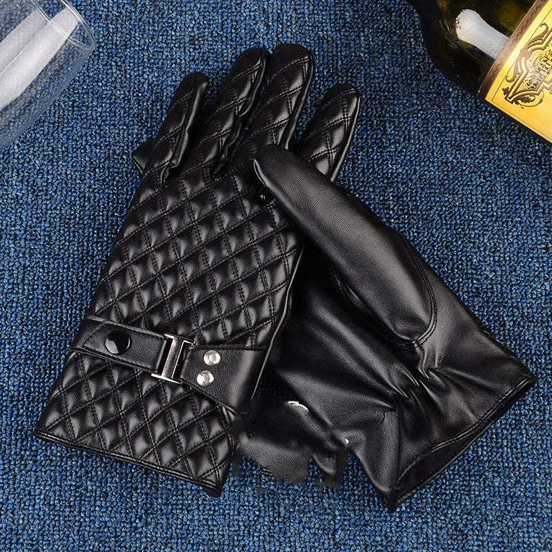Men's Touch Screen Leather Gloves Cold Protection In Autumn And Winter Rain-proof Thermal Plus Velvet - globaltradeleader