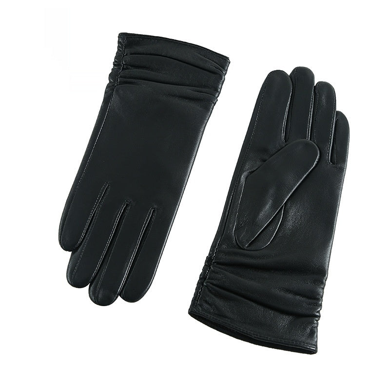 Women's Winter Riding Motorcycle Finger Thickened Warm Leather Gloves - globaltradeleader