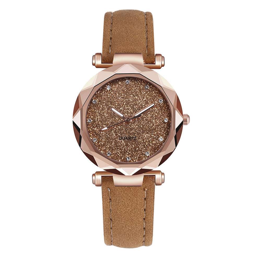 Casual Women Romantic Starry Sky Wrist Watch Leather Rhinestone Designer Ladies Clock - globaltradeleader