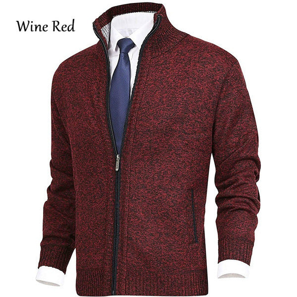 Men's Solid Color Stand Collar Cardigan Sweaters Coat - globaltradeleader