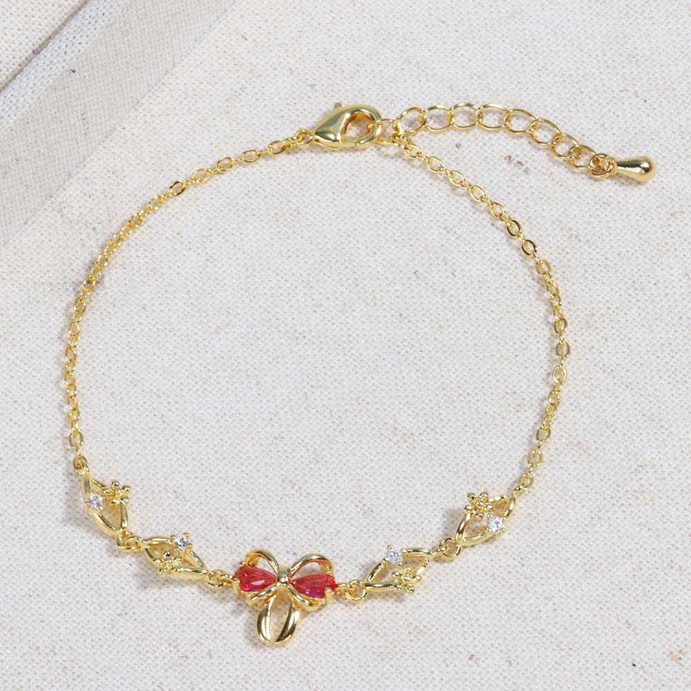 Sweet Bow Heart Rhinestone Bracelet Y2K Ins Fashion Chain Bracelet Valentine's Day - globaltradeleader