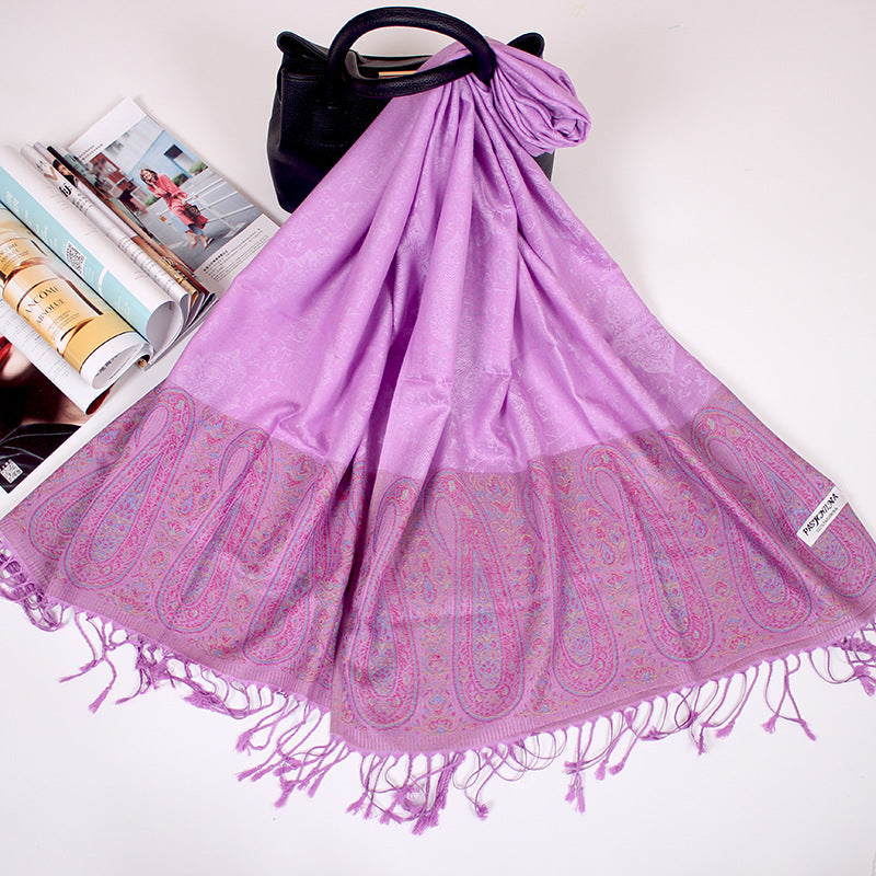 Ethnic Style Cashew Scarf Air Conditioning Talma Scarf Dual-use Jacquard Tassel