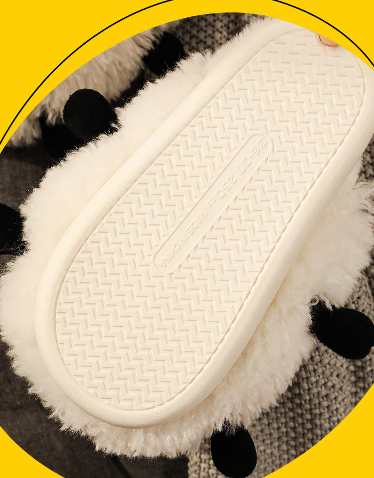 Cute Lamb Cotton Slippers Female Winter