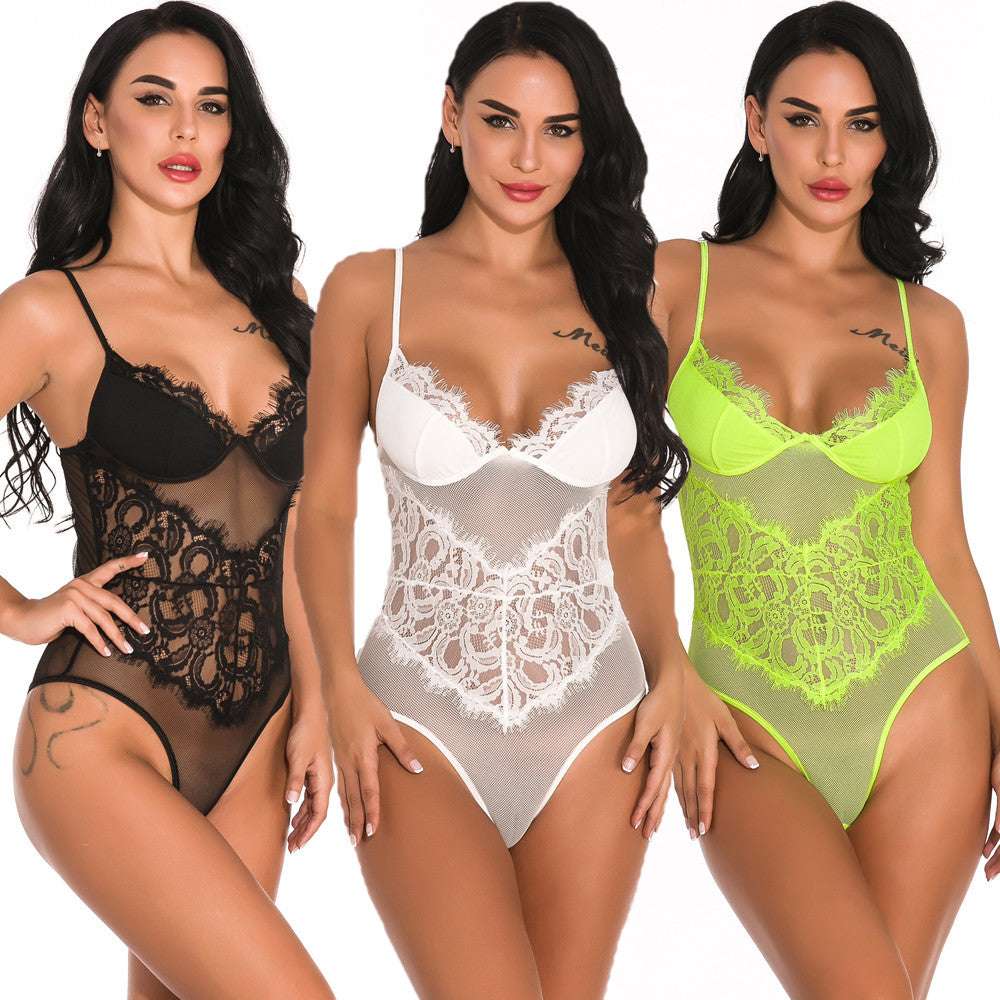 Women's Mesh Lace Sling Bodysuit