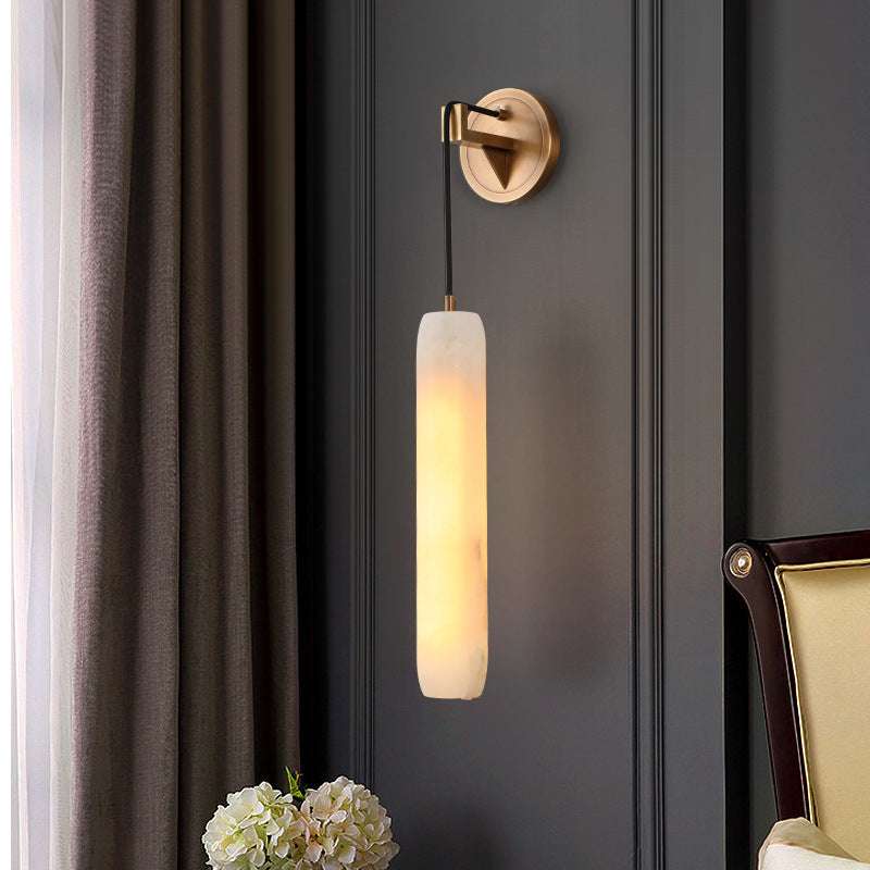 Natural Marble Bedroom Simple Soft Long Strip Suspension Wire Copper Small Droplight - globaltradeleader