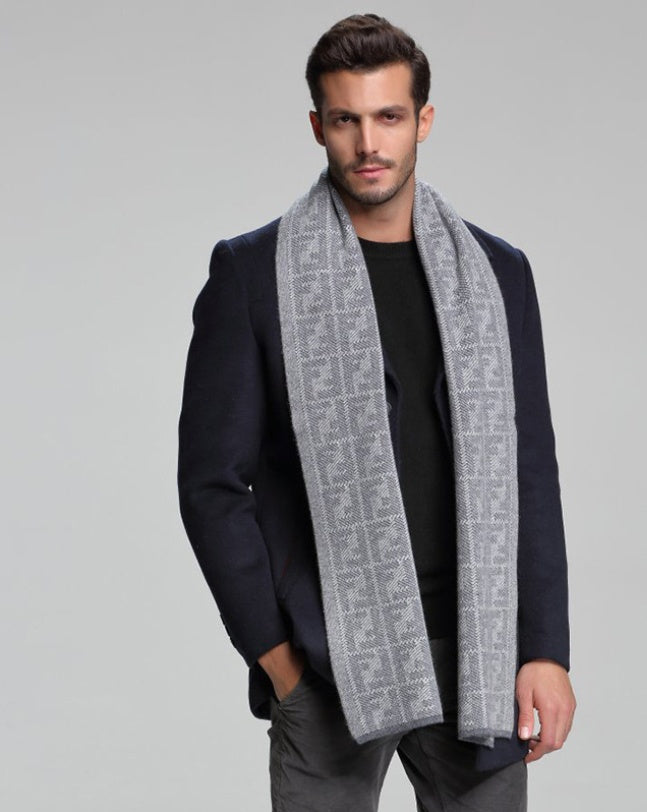 autumn and winter new men's scarf cashmere tide men's business casual thick warm scarf long double-sided - globaltradeleader