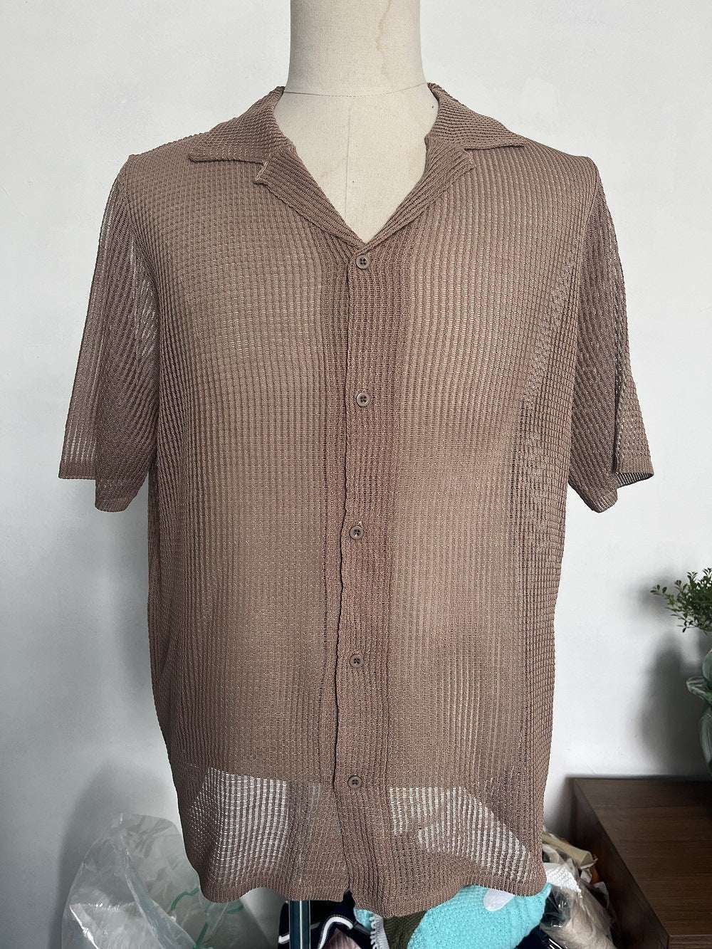 Men's Casual Shirt Fashionable Breathable Cardigan Short Sleeve Top - globaltradeleader