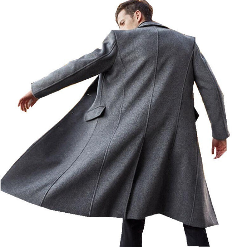 Men's Long Trench Coat Woolen Coat - globaltradeleader