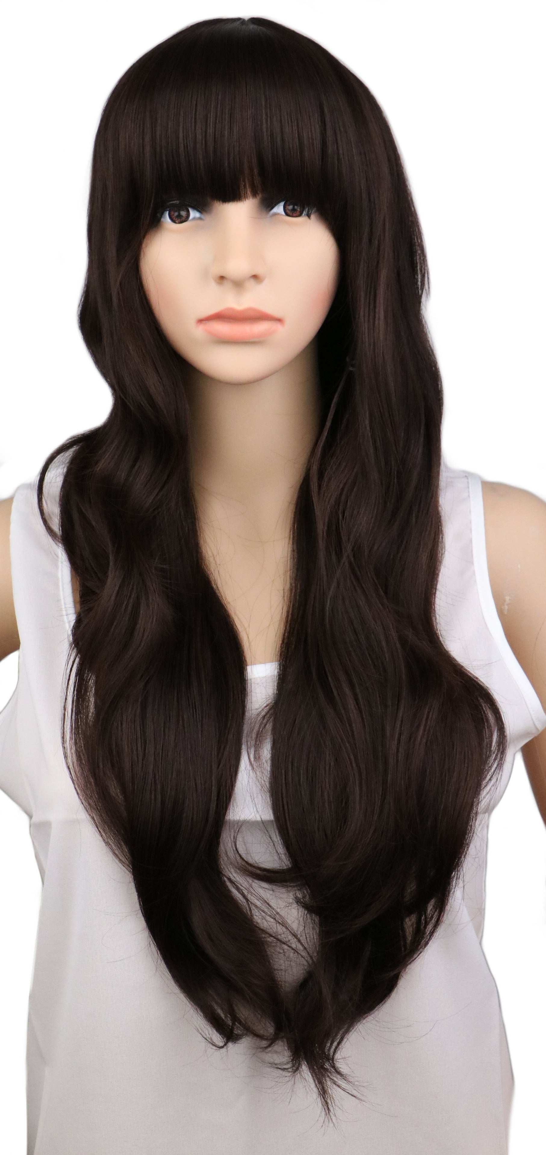 Female Long Curly Hair Big Wave Pear Flower Head Buckle Qi Bangs Wig