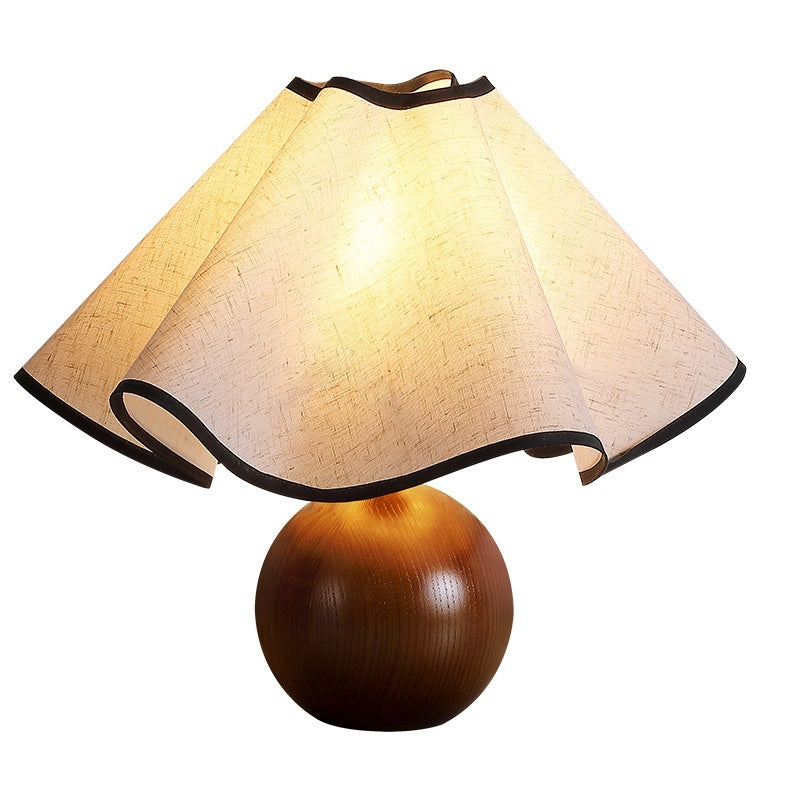 Retro Solid Wood Table Lamp Walnut Creative Petal Bedroom - globaltradeleader