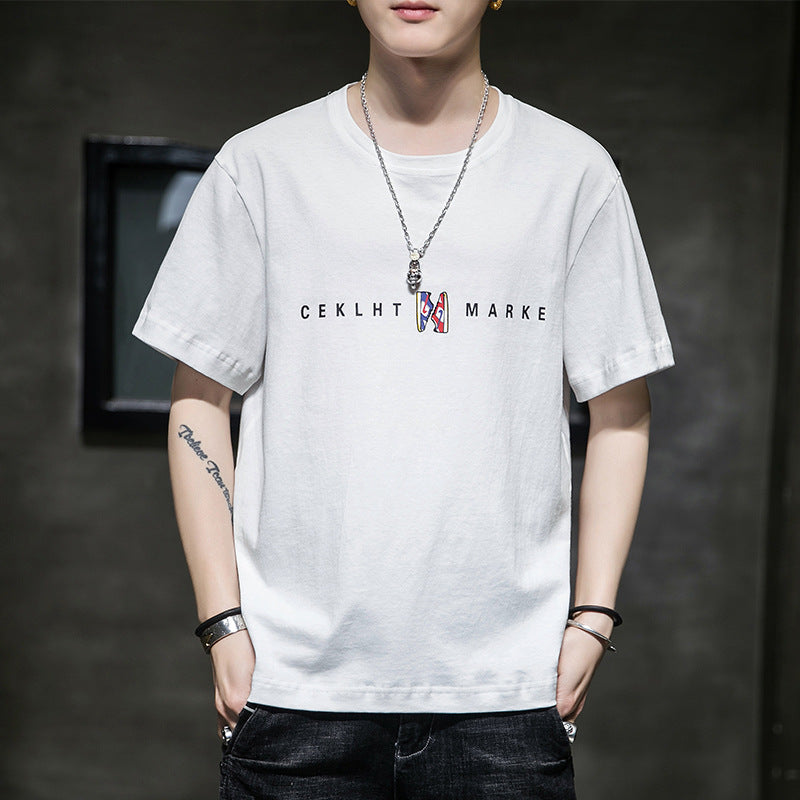 Letter printed men's short sleeve T-shirt - globaltradeleader