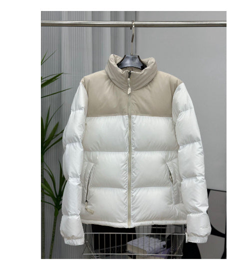 Winter Stand Collar Contrast-colored Coat Cotton Padded Jacket For Men Women Clothing - globaltradeleader
