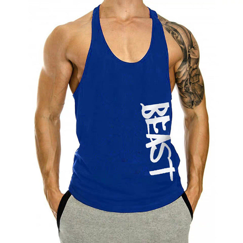Muscle Gym Loose Leisure Sports Vest Men's I-shaped Breathable Sleeveless T-shirt - globaltradeleader