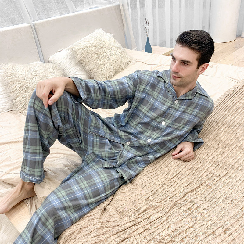 Men's Warm Cloth Flannel Pajama Suit