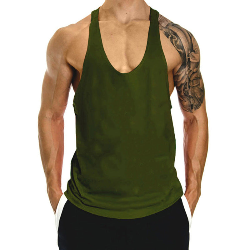 Muscle Gym Loose Leisure Sports Vest Men's I-shaped Breathable Sleeveless T-shirt - globaltradeleader