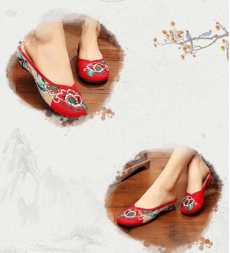 Slippers Ethnic Style Linen Toe Embroidered Shoes