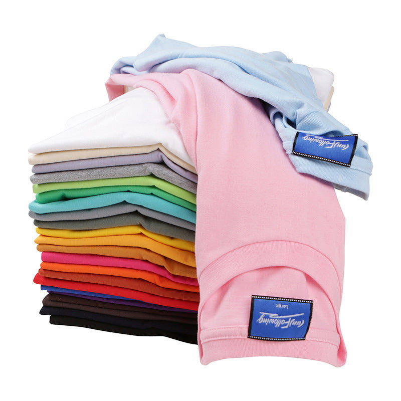 Heavy American High Street Solid Color Loose Shoulder Cotton Round Neck T-shirt - globaltradeleader