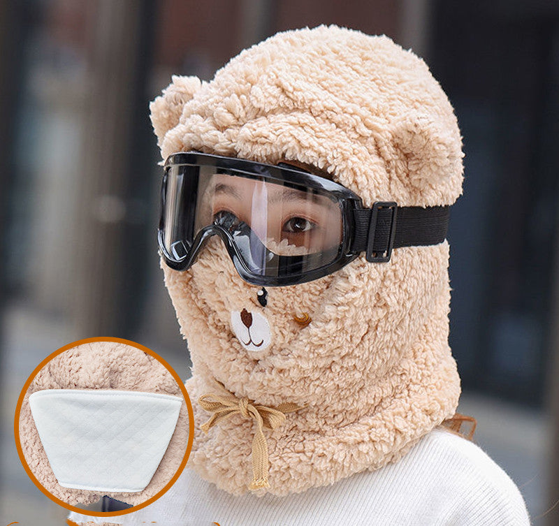 All-match thickened plush scarf with mask in winter