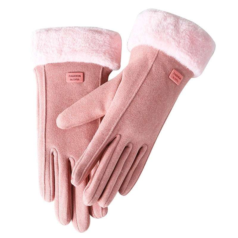 Women's Winter Riding Warm Velvet Padded Thickened Touch Screen Gloves - globaltradeleader