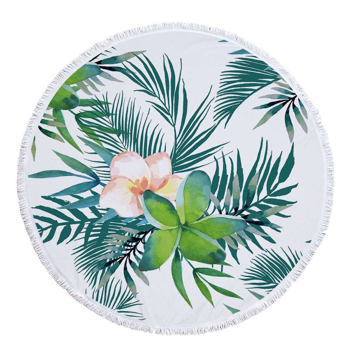 Microfiber Print Tropical Leaves Round Beach Towel