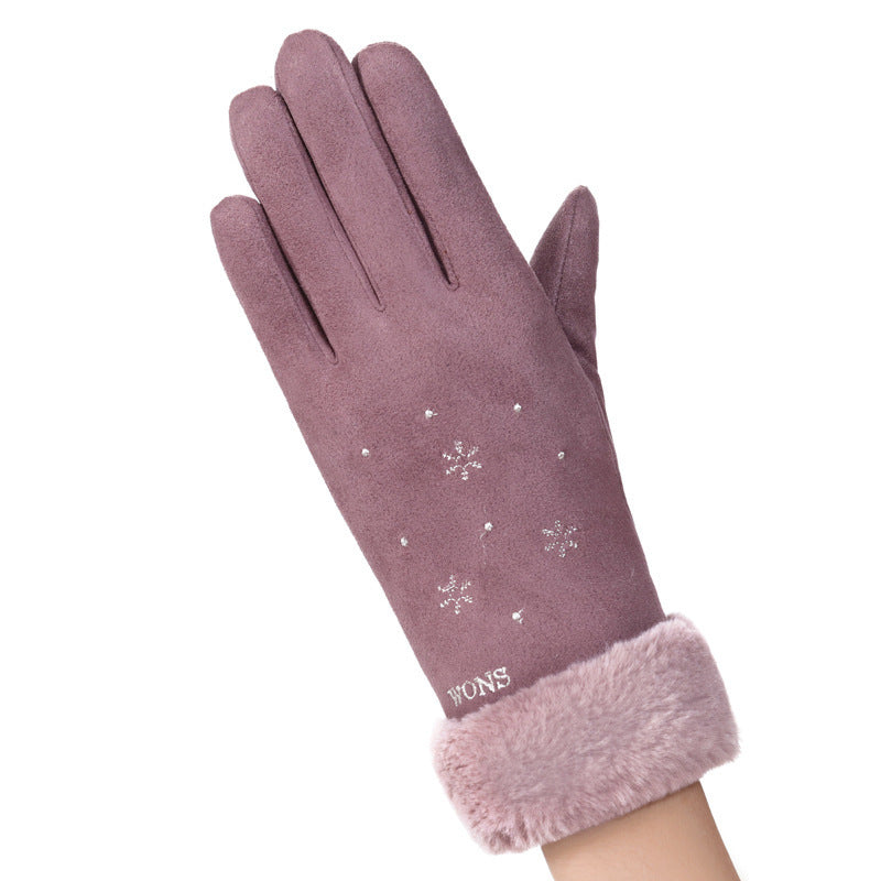 Thermal Gloves N915 Women's Winter Suede Double-layer Velvet Thickened - globaltradeleader