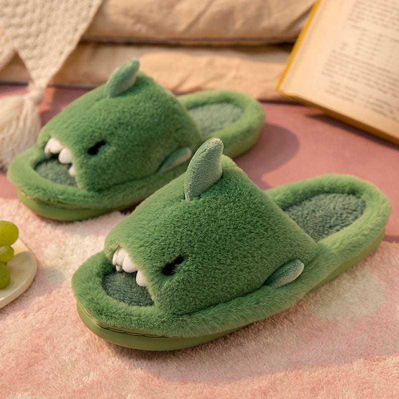 Shark Slippers Fluffy Slippers For Women Couple House Shoes Winter - globaltradeleader
