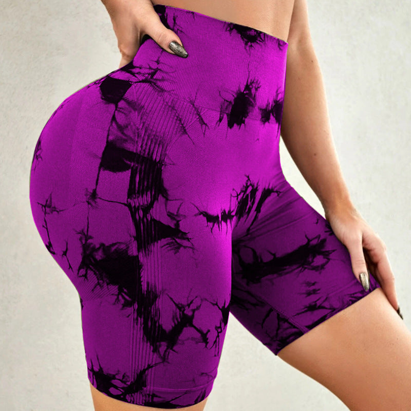 Tie-dye Printed Yoga Pants Summer Quick-drying Fitness Shorts Sexy High-waisted Hip-lifting Leggings Women Pants - globaltradeleader