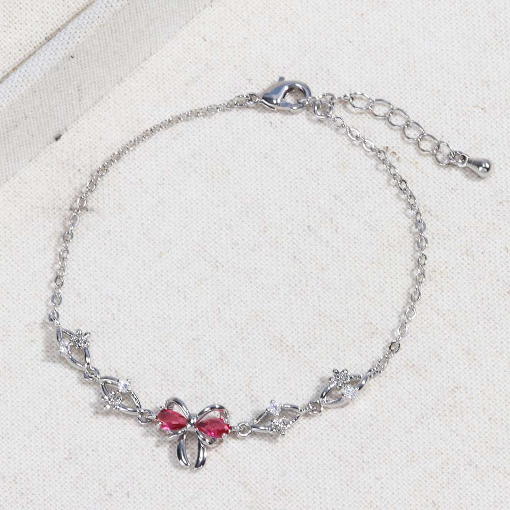 Sweet Bow Heart Rhinestone Bracelet Y2K Ins Fashion Chain Bracelet Valentine's Day - globaltradeleader