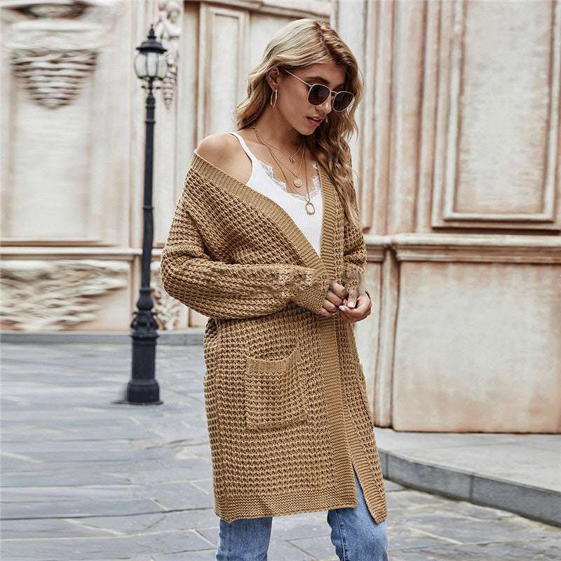 Women's solid color sweater coat - globaltradeleader