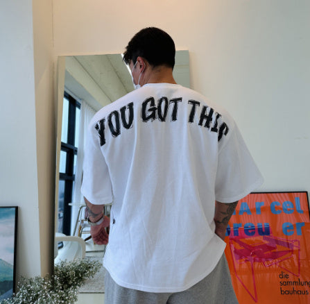 Sports Fitness Short Sleeve Men's Training Loose Casual Letter Jacket - globaltradeleader