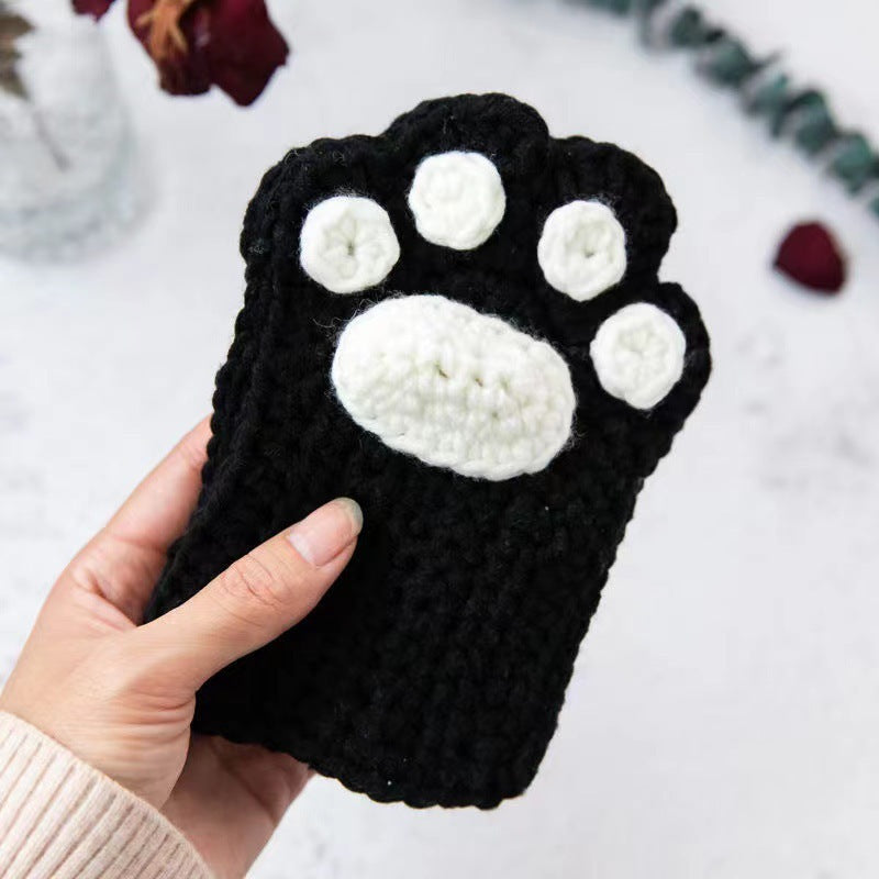 Cat's Paw Gloves Handmade Wool Woven Half Finger Finished Cute Warm Winter Gift For Girlfriend - globaltradeleader