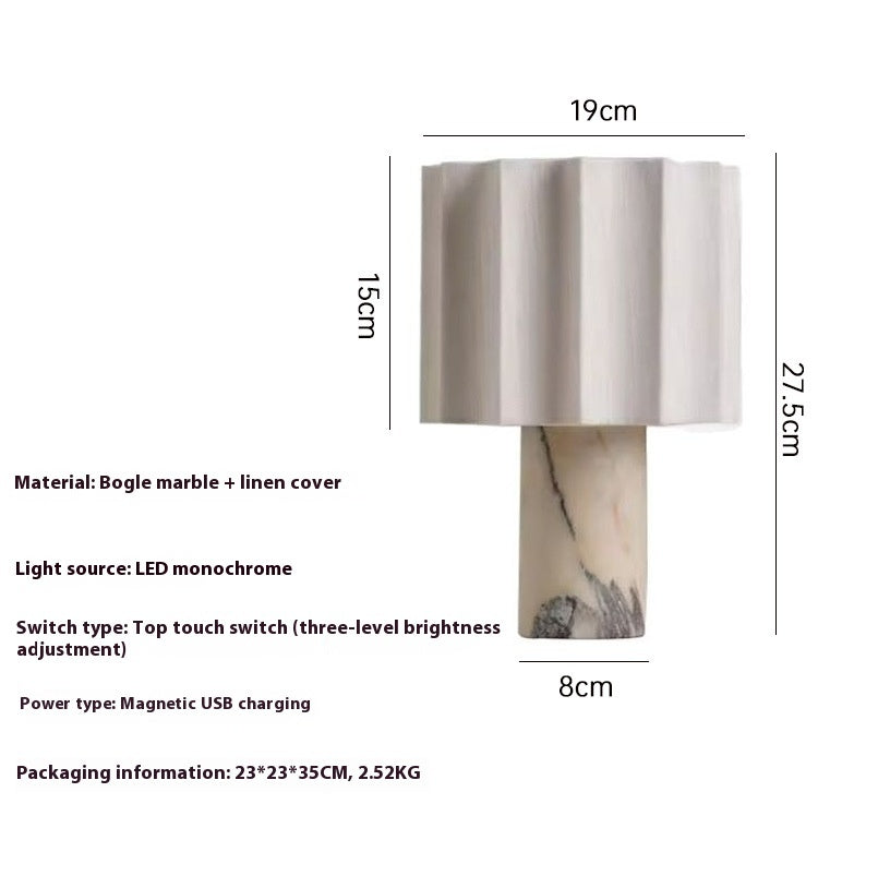 Modern Minimalist Marble Creative Pleated Cloth Cover Decorative Table Lamp - globaltradeleader